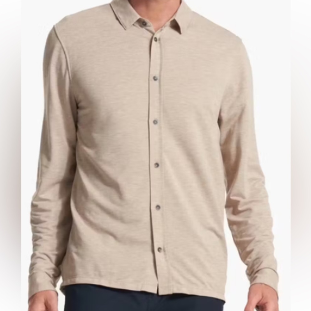 Vuori Men's Casual Button-Down Shirt in Light Beige Size L